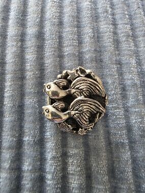 Vintage Tortolani Silver Double Fish Pin Brooch